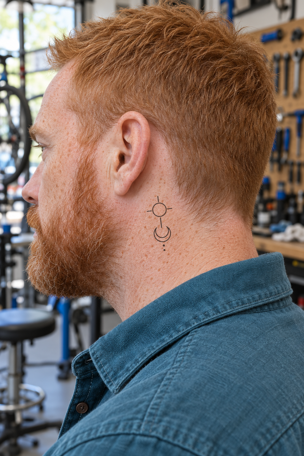 Geometric Behind ear tattoo idea