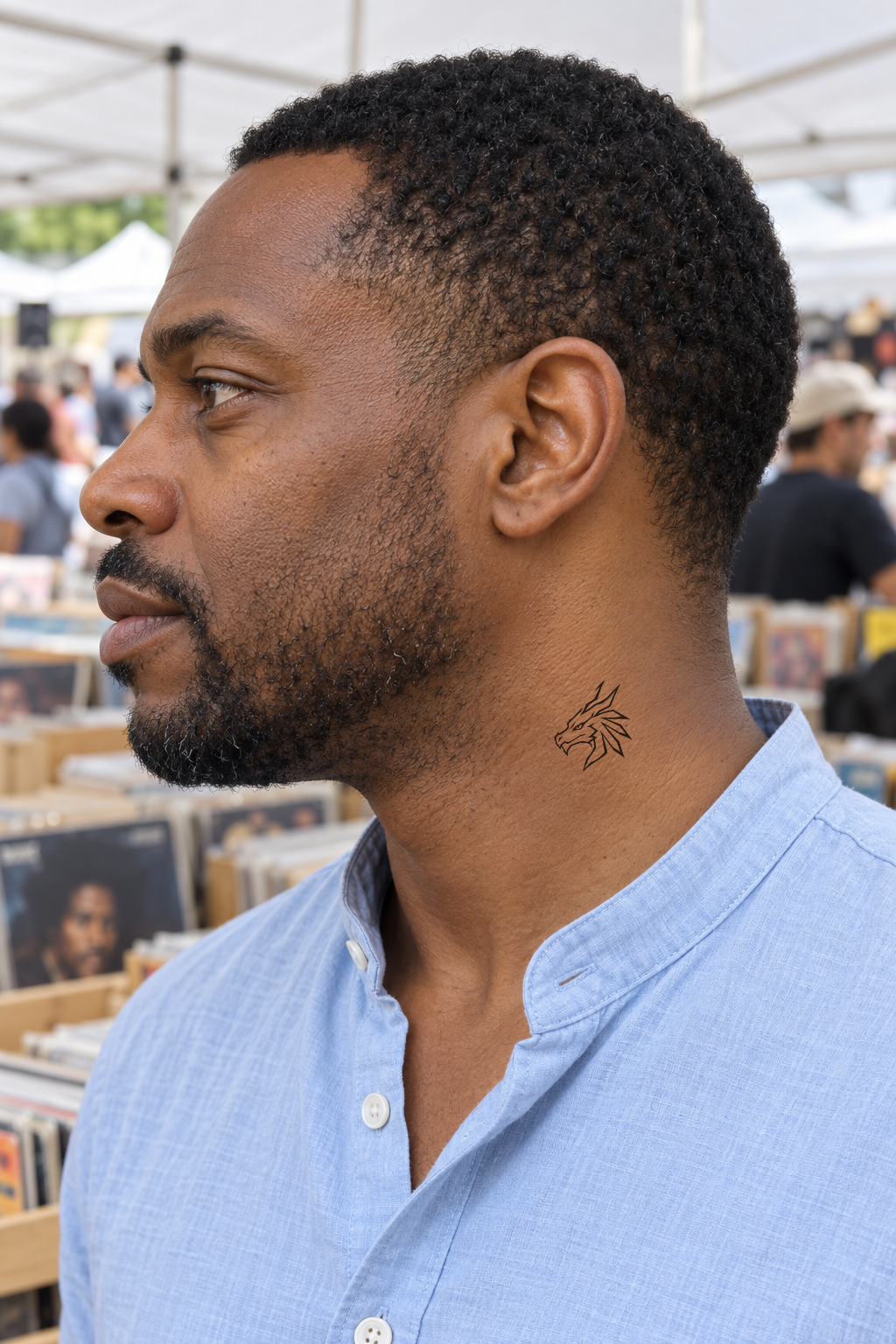 Geometric Neck tattoo idea