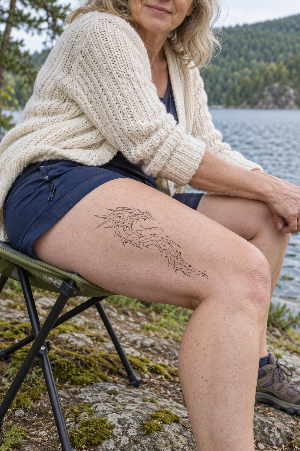 Geometric Thigh tattoo idea