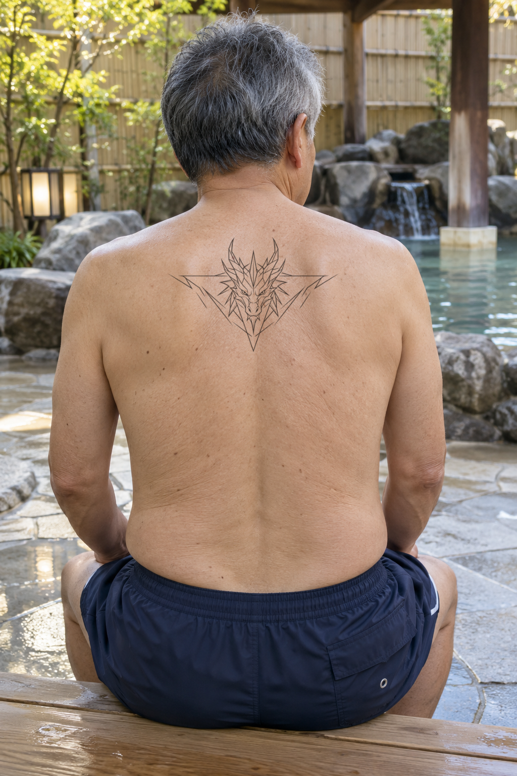 Geometric Upper back tattoo idea