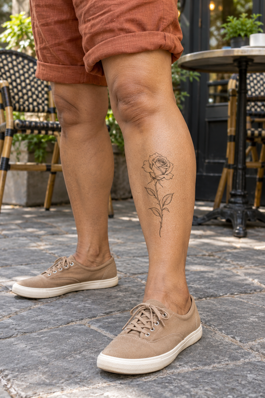 Fine line Calf tattoo idea