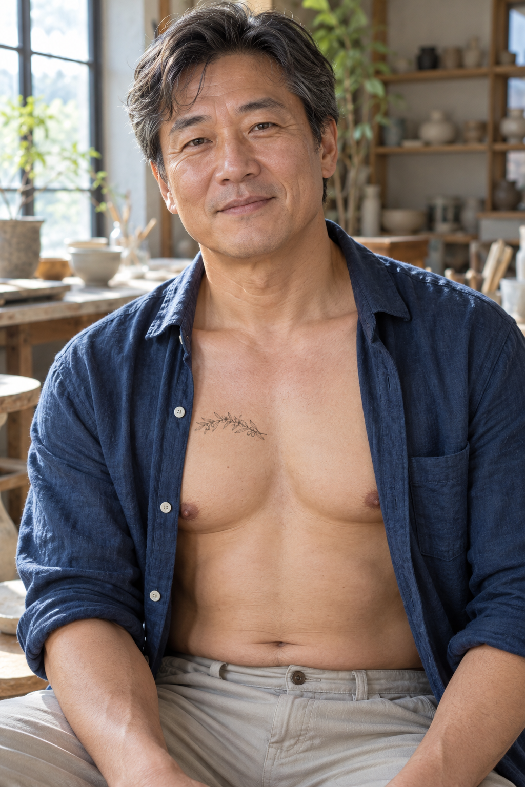 Fine line Chest tattoo idea