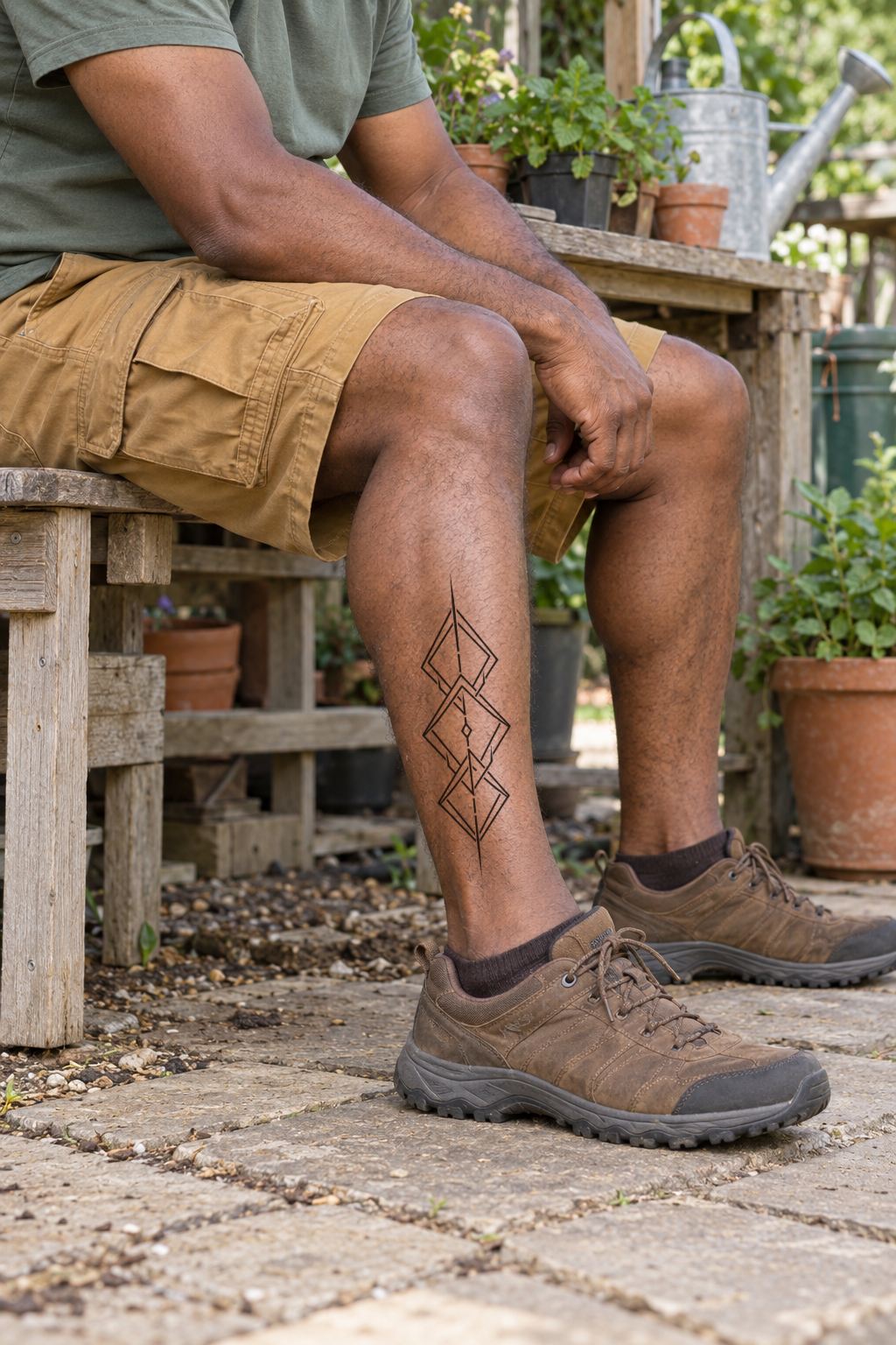 Geometric Calf tattoo idea