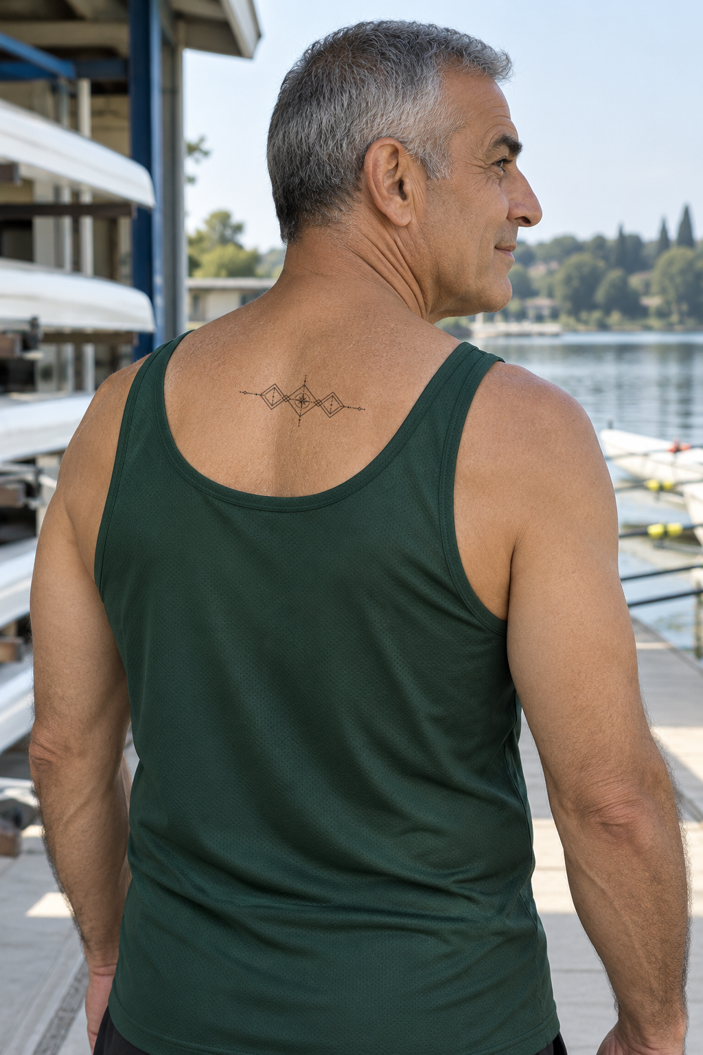 Geometric Upper back tattoo idea