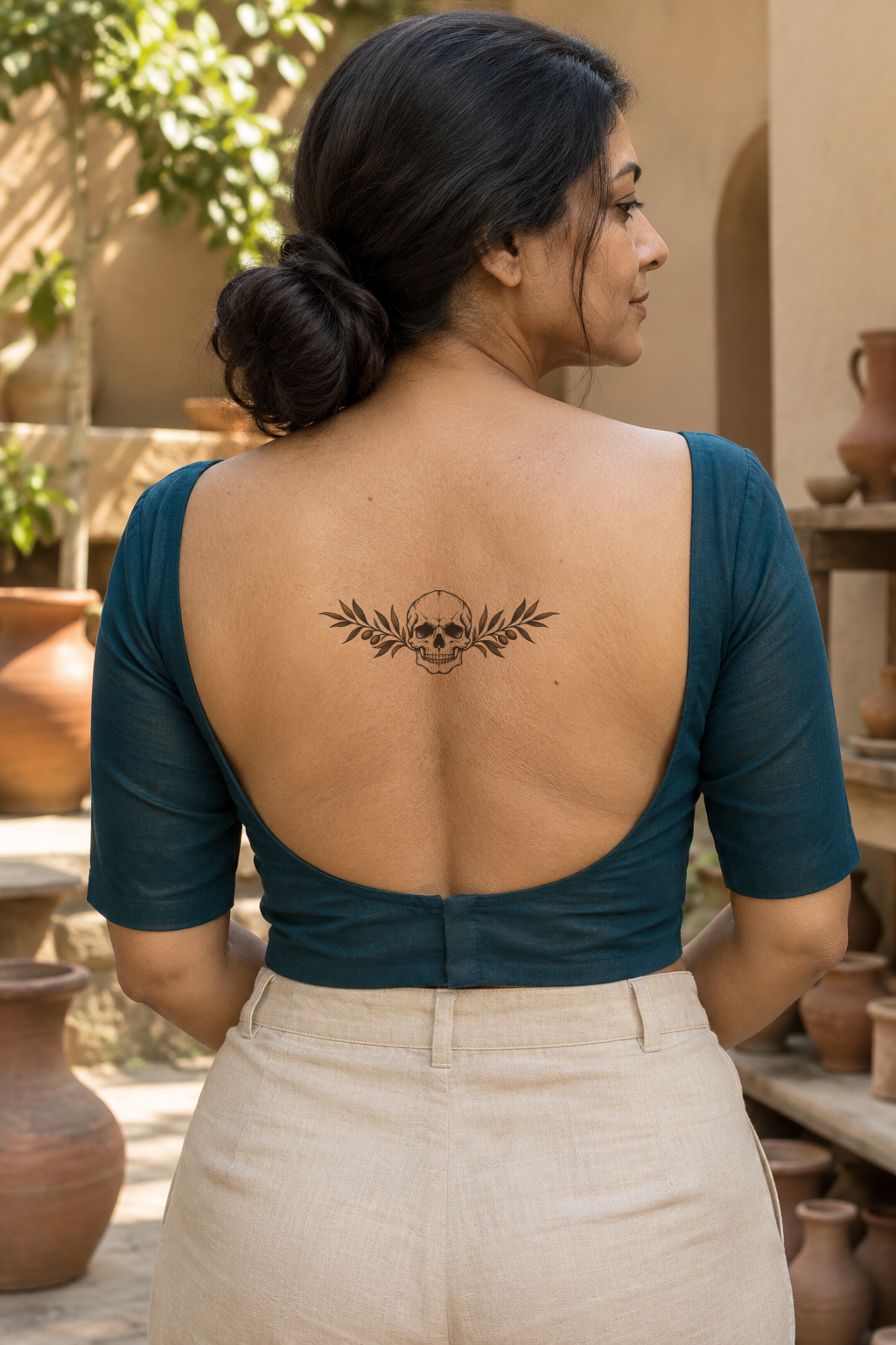 Traditional Upper back tattoo idea