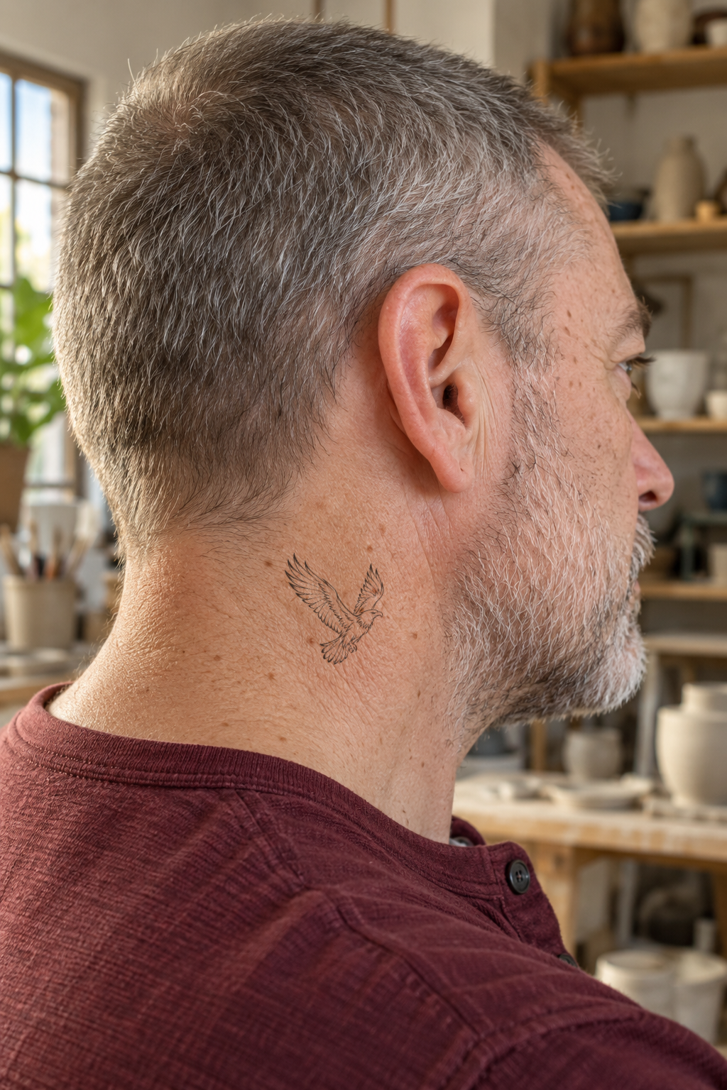 Fine line Behind ear tattoo idea