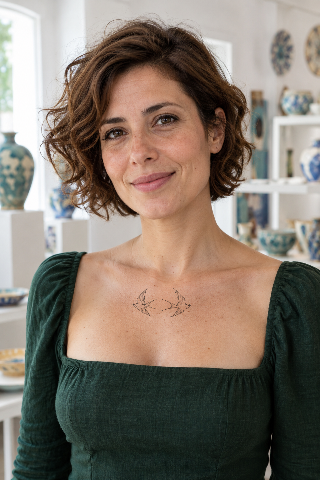 Fine line Chest tattoo idea