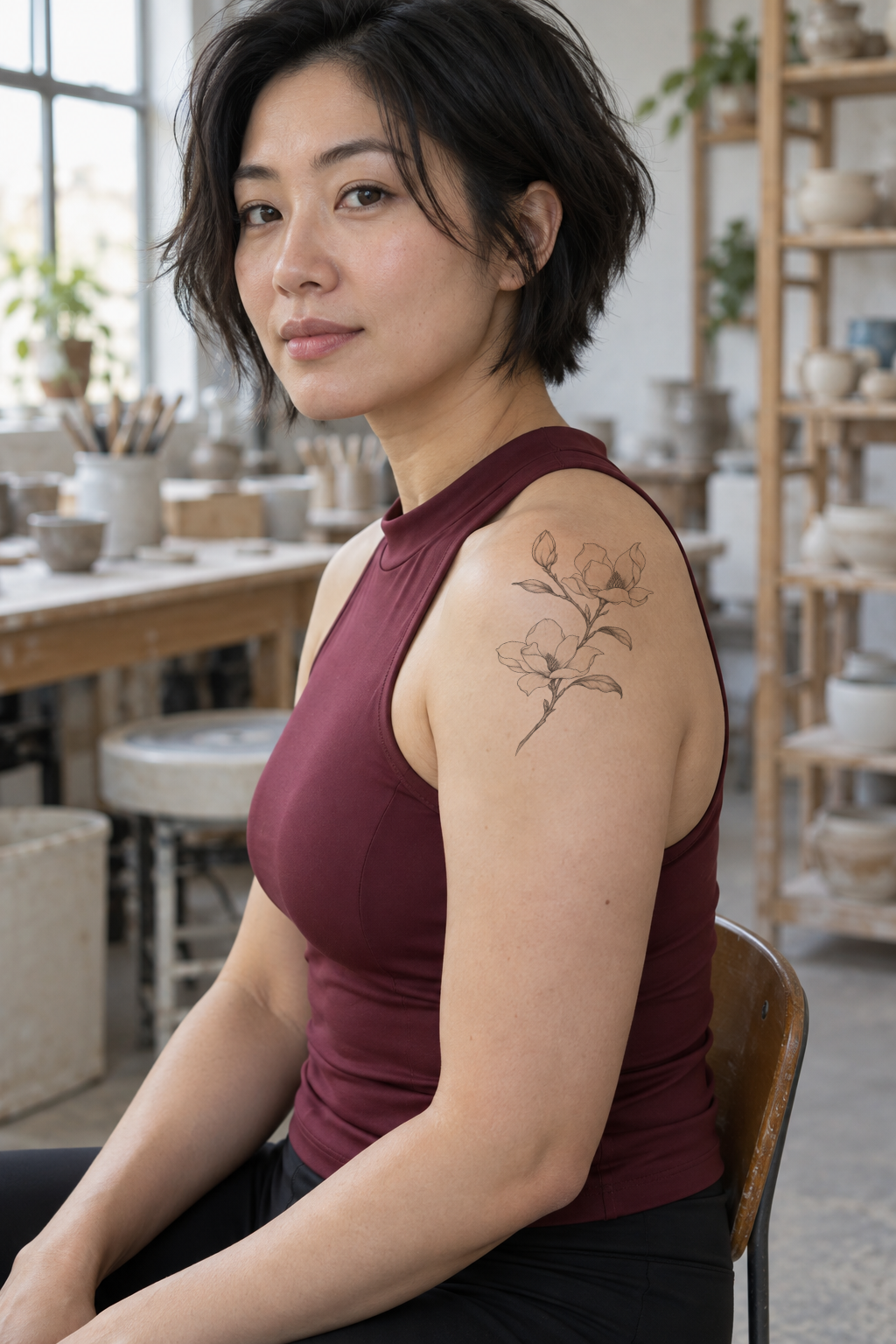 Fine line Shoulder tattoo idea
