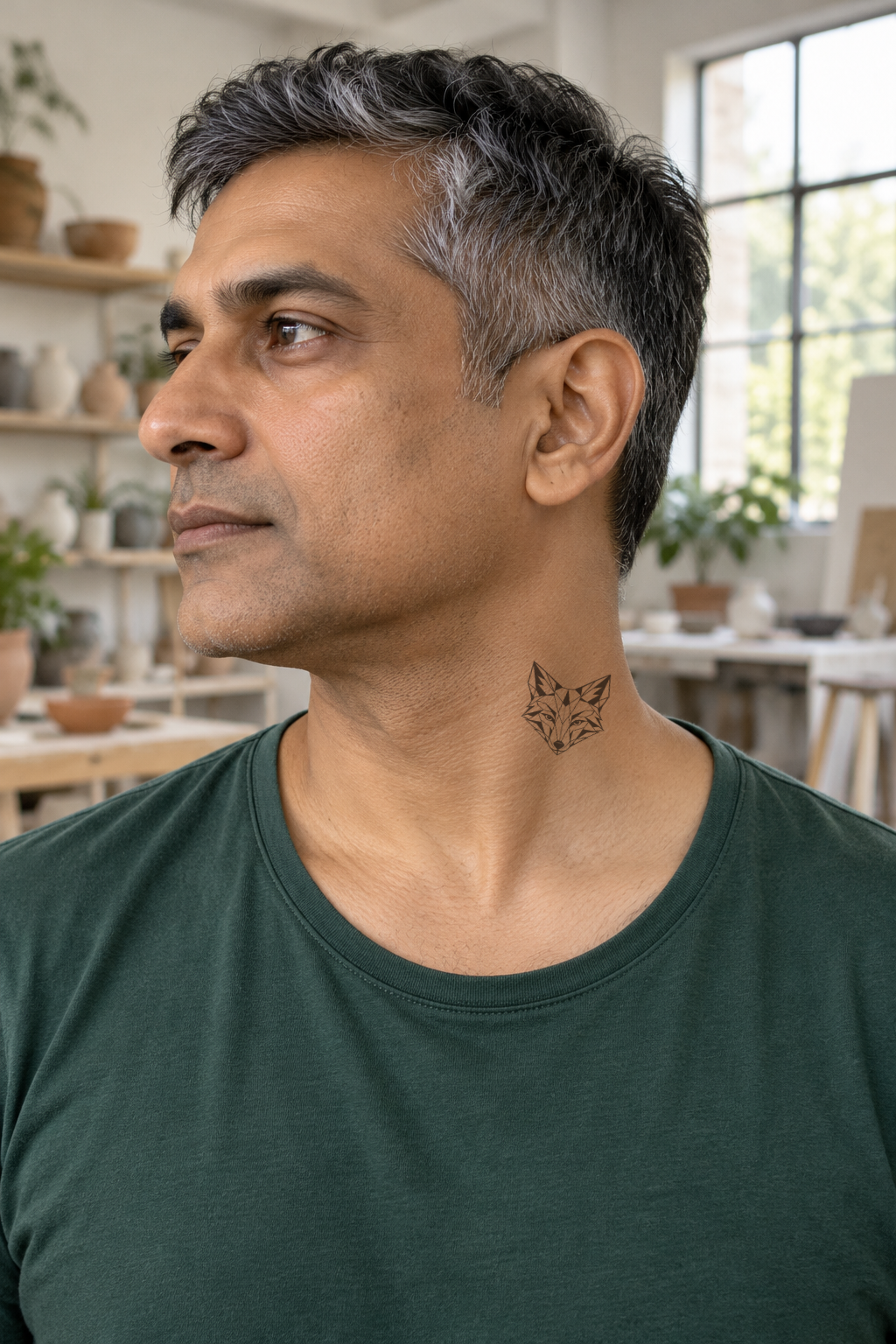 Geometric Neck tattoo idea