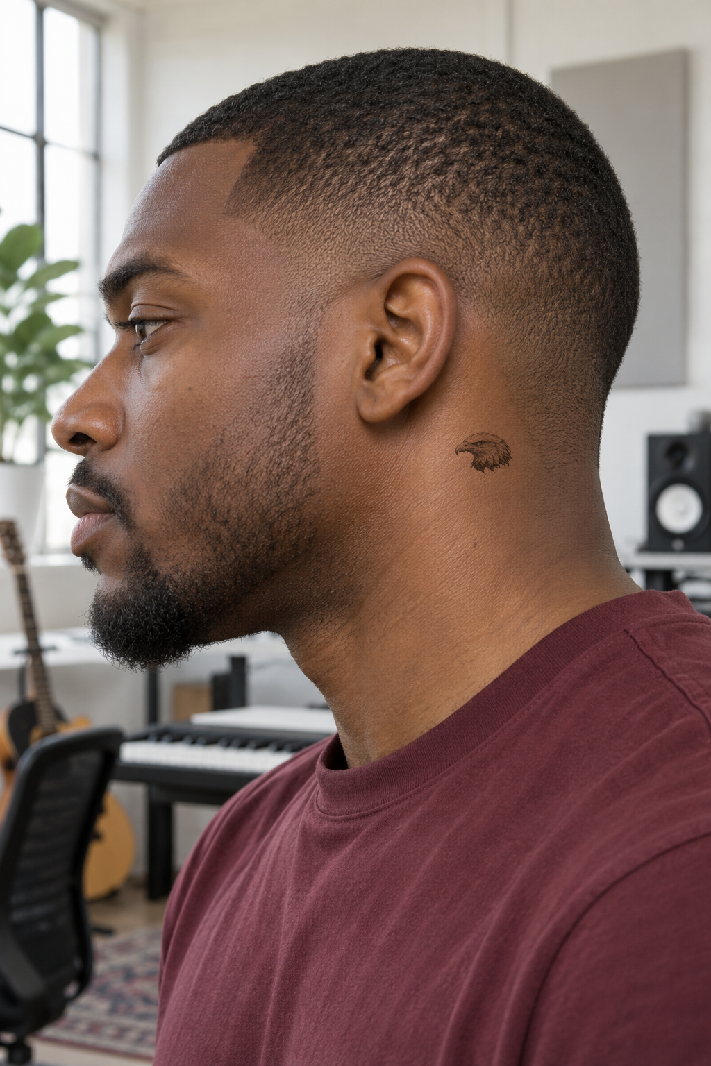 Realism Behind ear tattoo idea