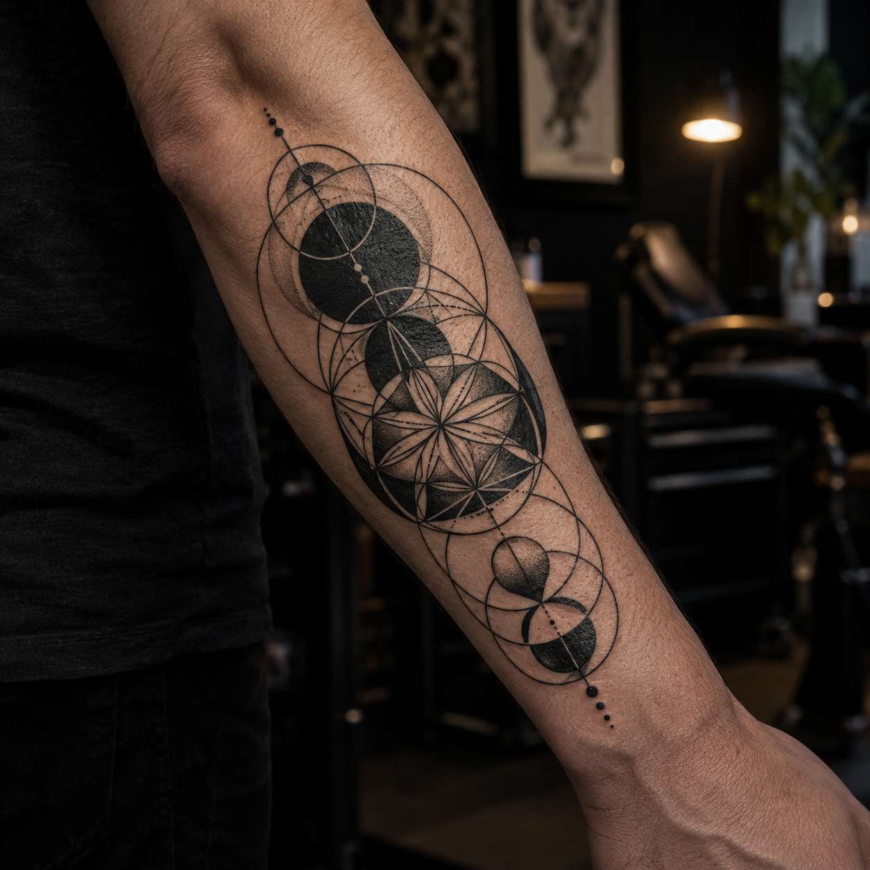 Geometric moth tattoo concept